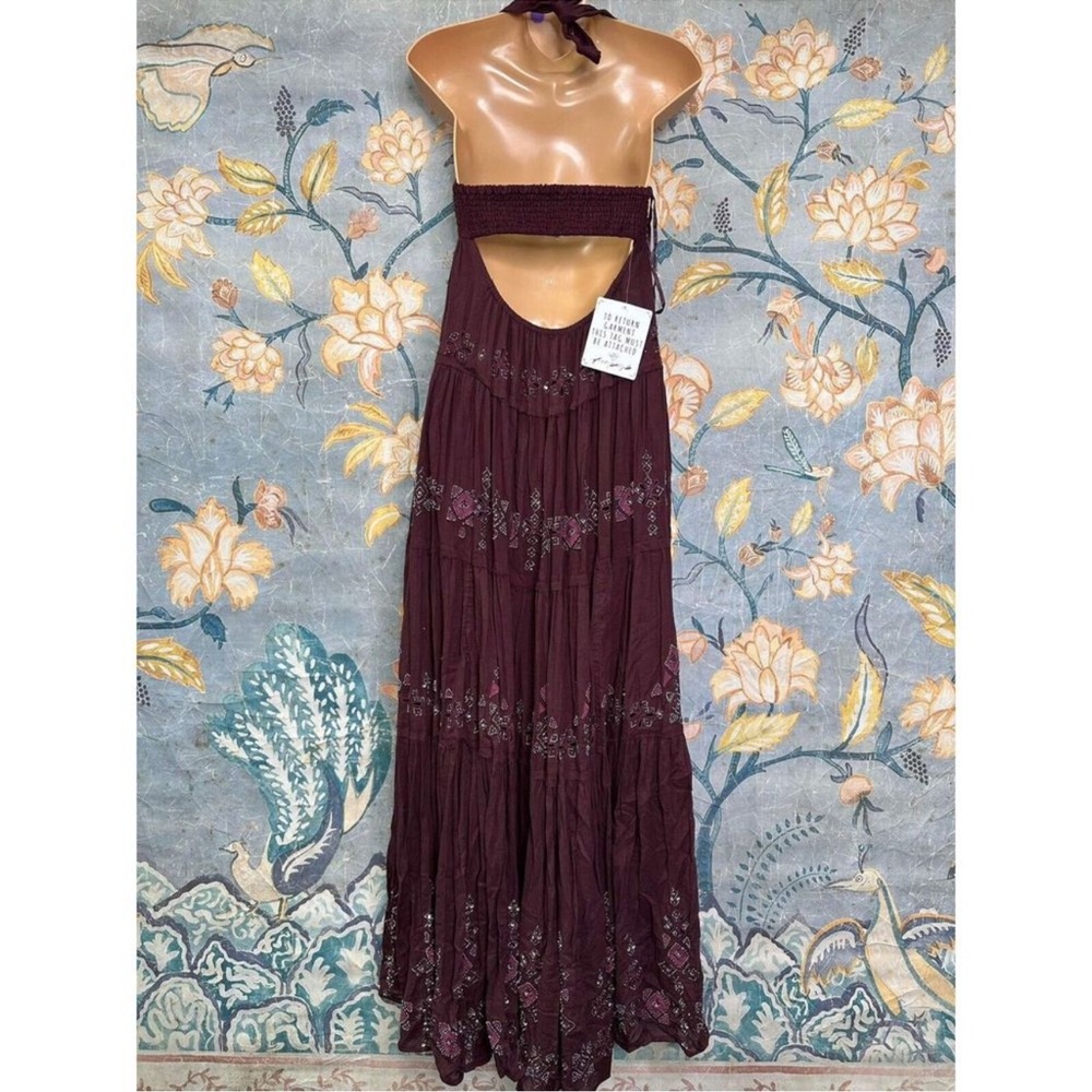 Free People Glitter Me Timbers Gown Beaded Embroidered Dress - Picture 10 of 11